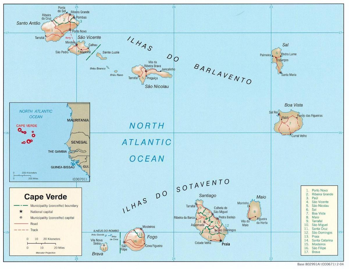 mapa zobrazuje Cape Verde