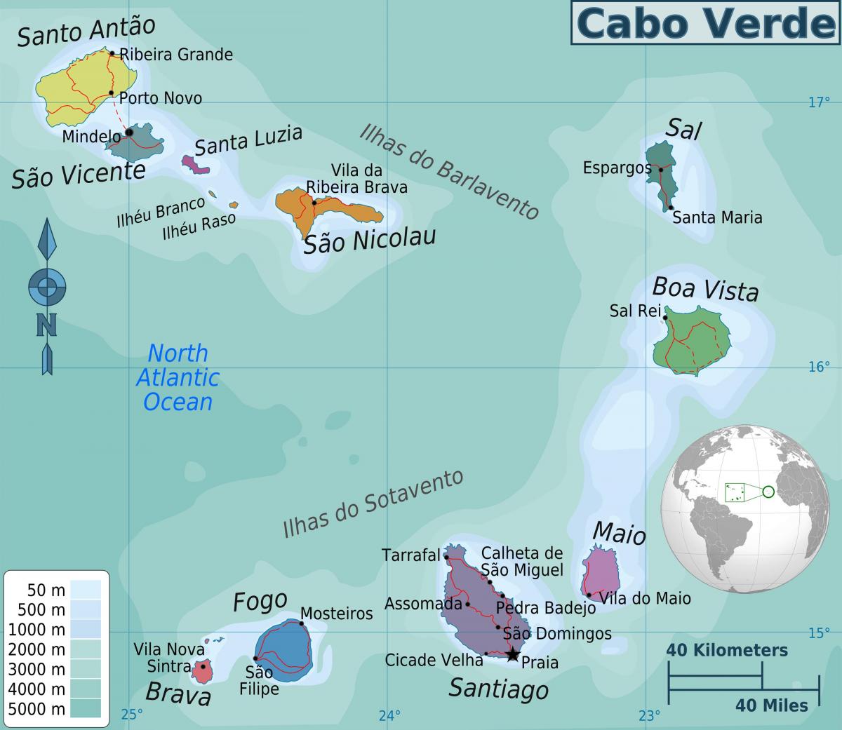 Kapverdské ostrovy na mape